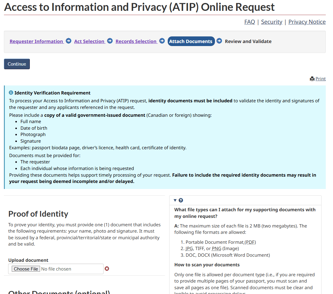 Identity verification requirement listing acceptable government-issued documents